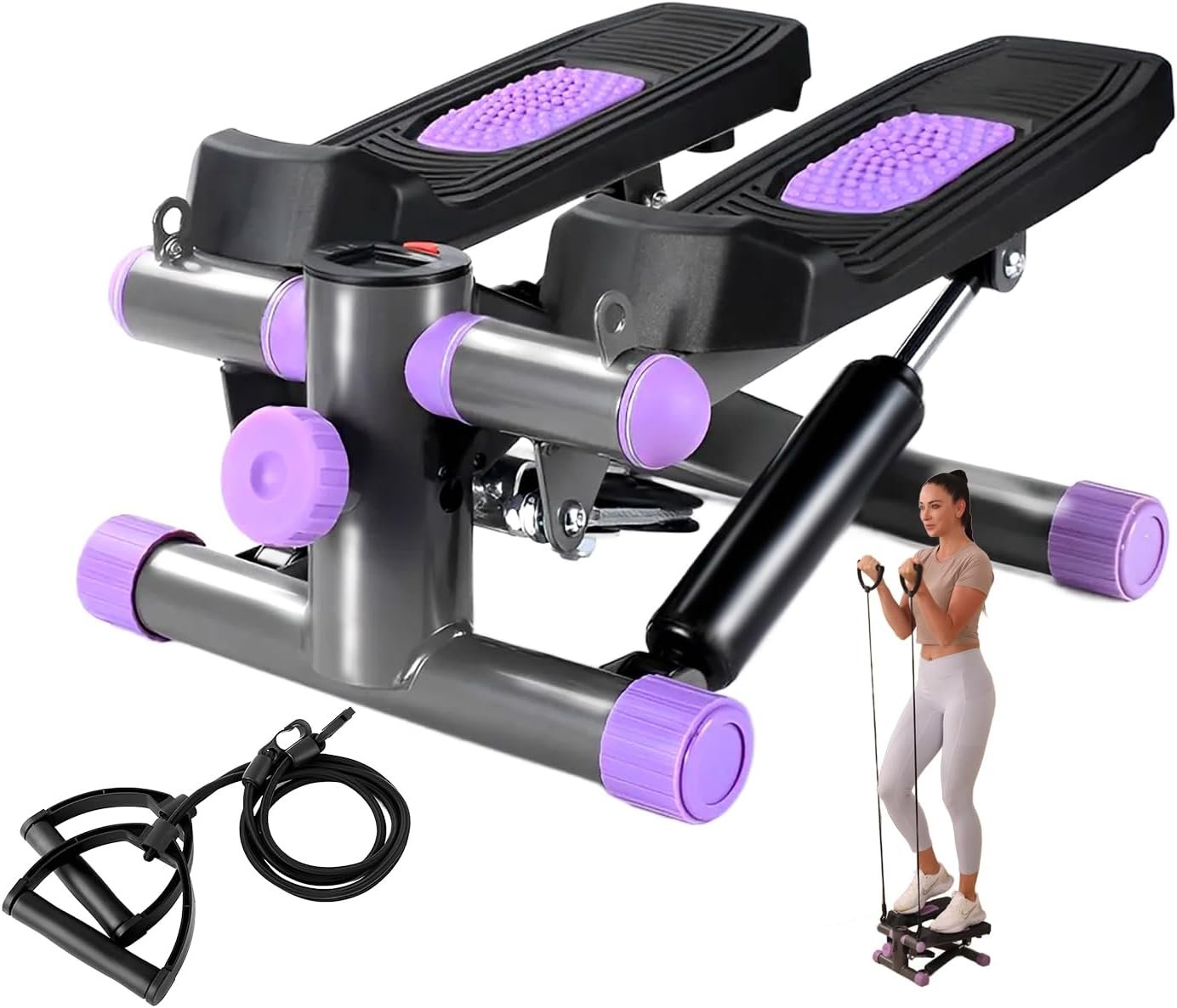Steppers for Exercise at Home, Mini Stepper with Resistance Bands Portable Stair Stepper for Buttocks Lifting and Body Shaping