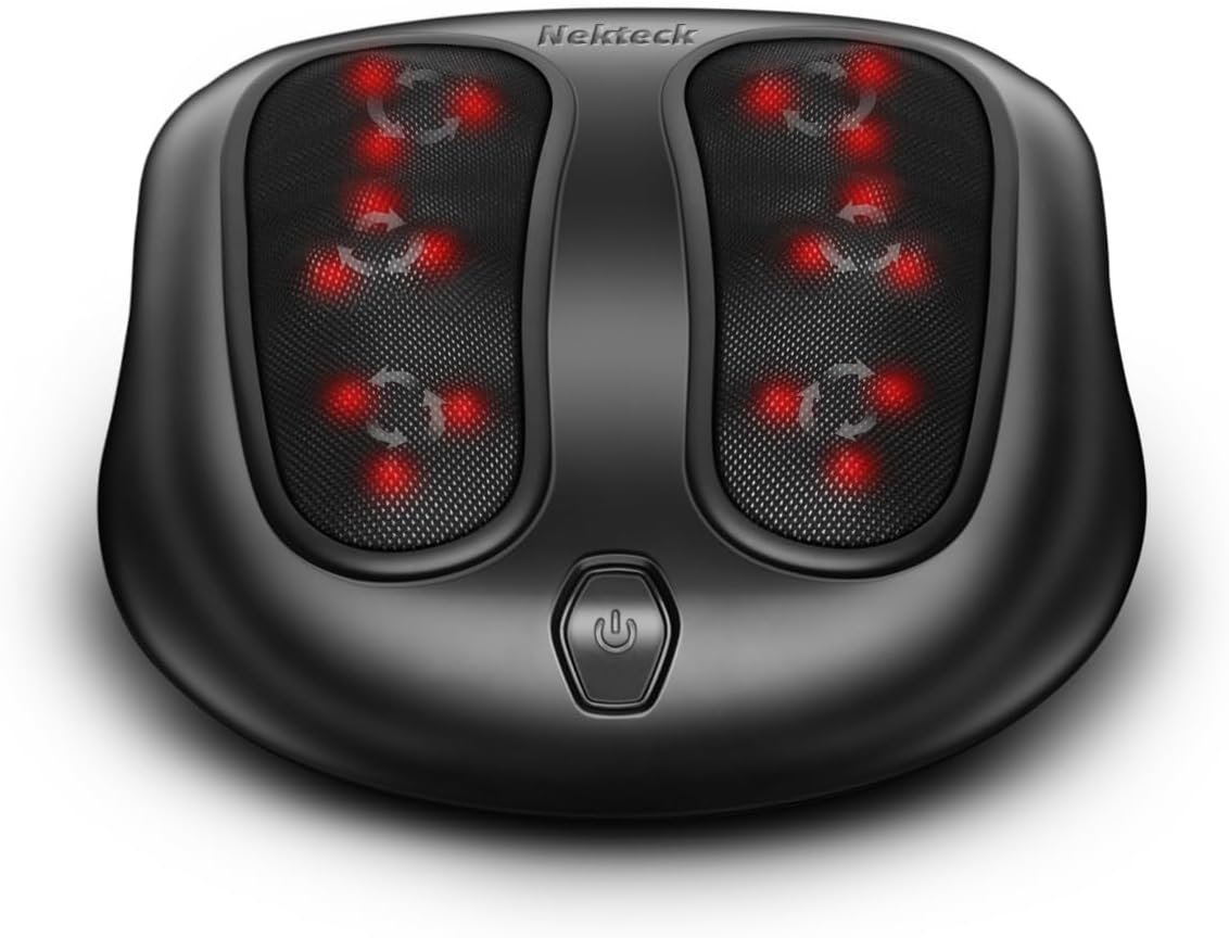 Nekteck Foot Massager with Heat, Shiatsu Heated Electric Kneading Foot Massager Machine for Neuropathy, Plantar Fasciitis, Feet Massage for Pain Relief, Circulation, Christmas Gifts for Man Woman Her