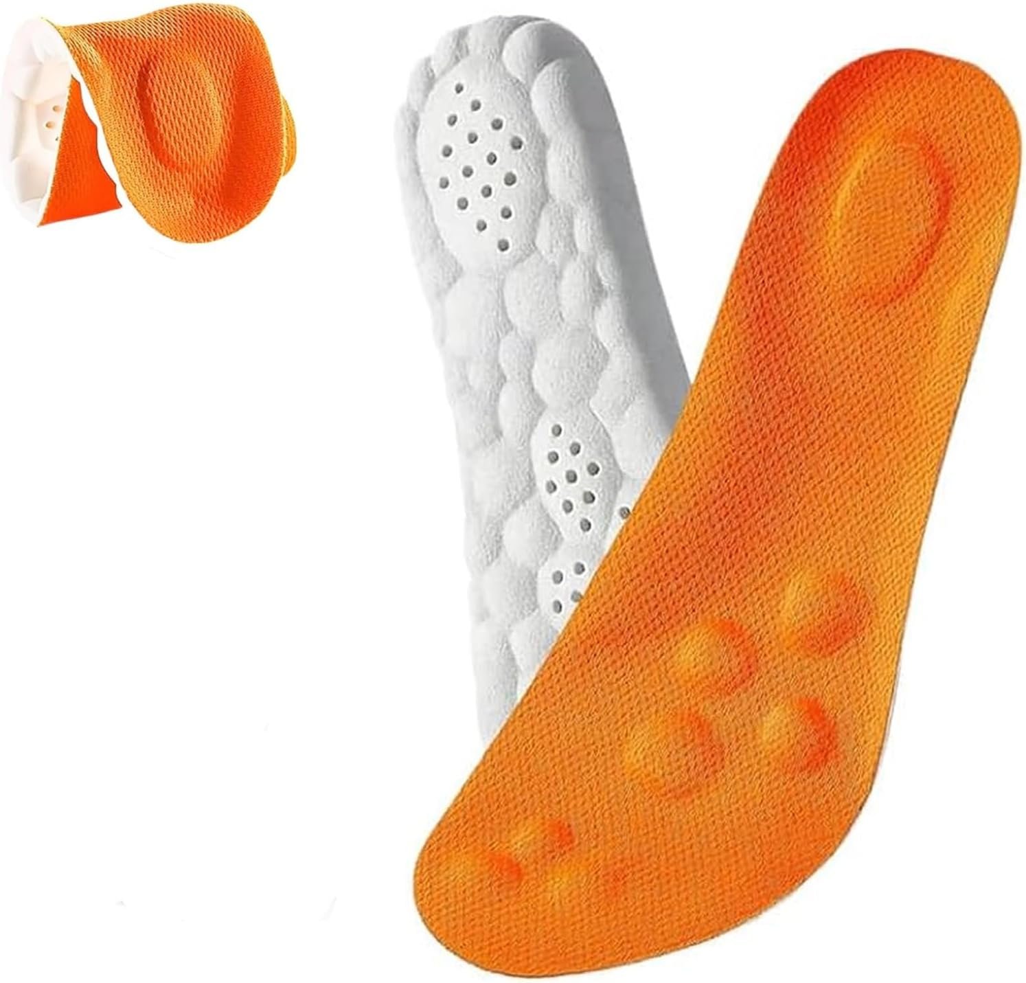 Steppers Insoles for Men and Women, Upgrade 4D Memory Foam Cloud Insoles with Arch Support,2026 New Comfortable and Breathable Massage Shoe Inserts,Trim to Fit All Shoe Types Orange 47-48