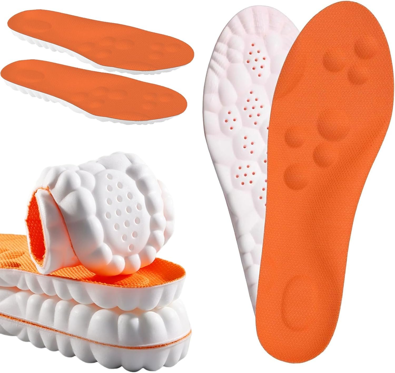 Steppers Insoles for Men and Women, 4D Memory Foam Cloud Insoles with Arch Support, Anti-Fatigue Comfort, Shock Absorption Soles and Foot Pain Relief, Trim to Fit All Shoe Types (for Men 6.5-11)