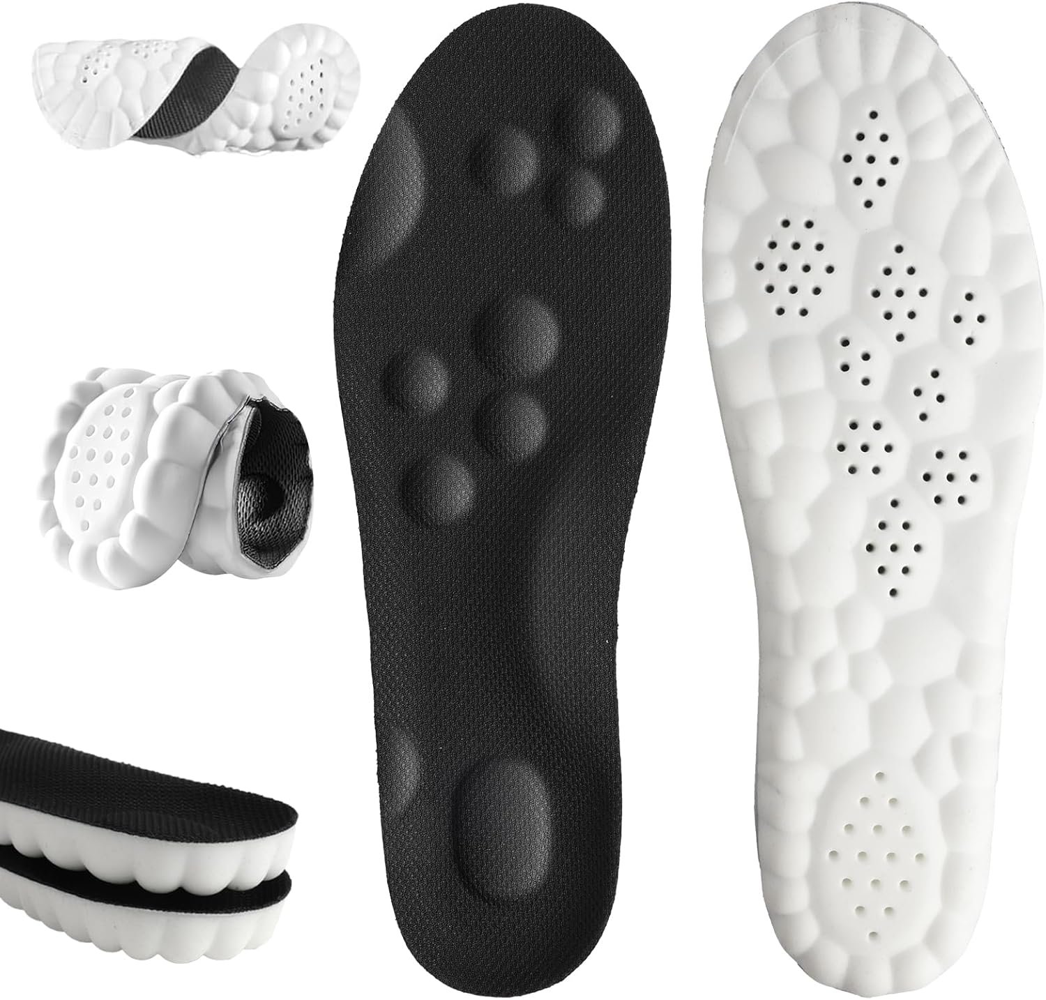 Steppers Insoles for Men and Women, Orthopedic Cloud Insole, U-Shape Memory Foam Cloudsole Insoles, Plantar Fasciitis Insoles for Foot & Joint Support, Anti-Fatigue and Shock Absorption (Black 11-12)