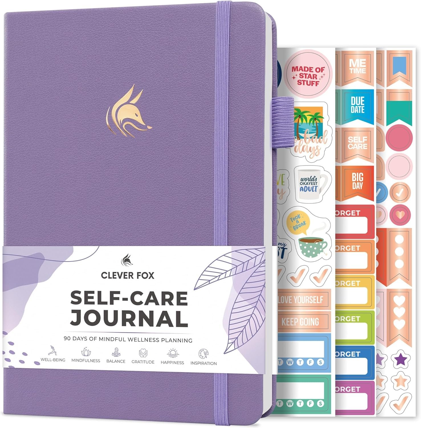 Clever Fox Self-Care Journal – Daily Reflection Notebook – Mental Health & Personal Development Planner, Meditation & Mood Log, A5 (Lavender)