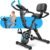 Foldable Exercise Bike, Multifunctional Indoor Stationary Bikes for Home with 8-Level Magnetic Resistance, Quiet Workout Bike with Arm Resistance Bands, LCD Monitor, 300LBS Capacity (Blue)