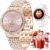 Smart Watches for Women with Diamonds，Bluetooth Calls(Answer&Make)，1.27″ HD Screen Smart Watch，Sleep/Heart Rate，Smartwatch Compatible with Android & iOS , Multiple Sports Modes Fitness Tracker