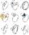 sailimue Anxiety Ring Fidget Ring for Women Men Spinner Fidget Rings for Anti Anxiety Adjustable Open CZ Flower Bead Stress Relieving Spinning Rotatable Rings 9 Pcs